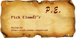 Pick Elemér névjegykártya